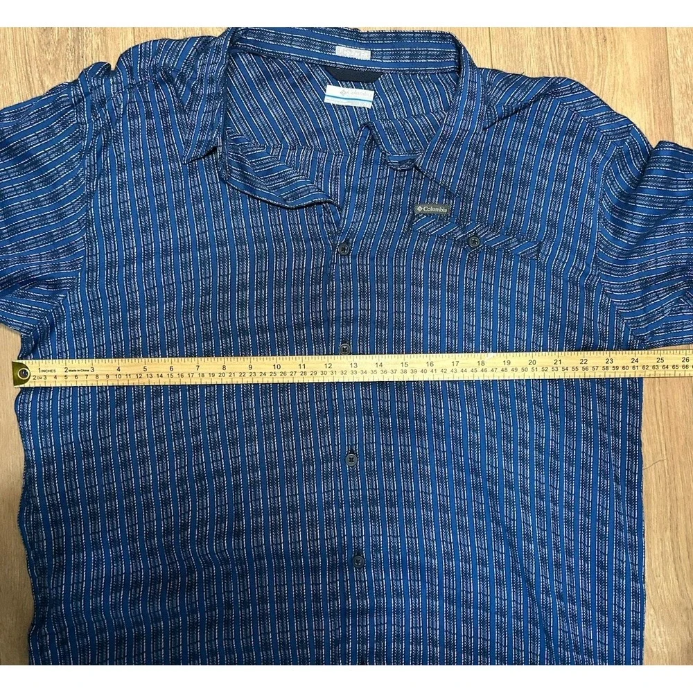 Columbia Mens Declination Trail II  Button Up Short Sleeve‎ Outdoor Blue Size XL